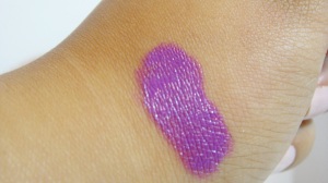 Too Faced Melted Liquified Long Wear Lipstick in Melted Violet swatched with two layers